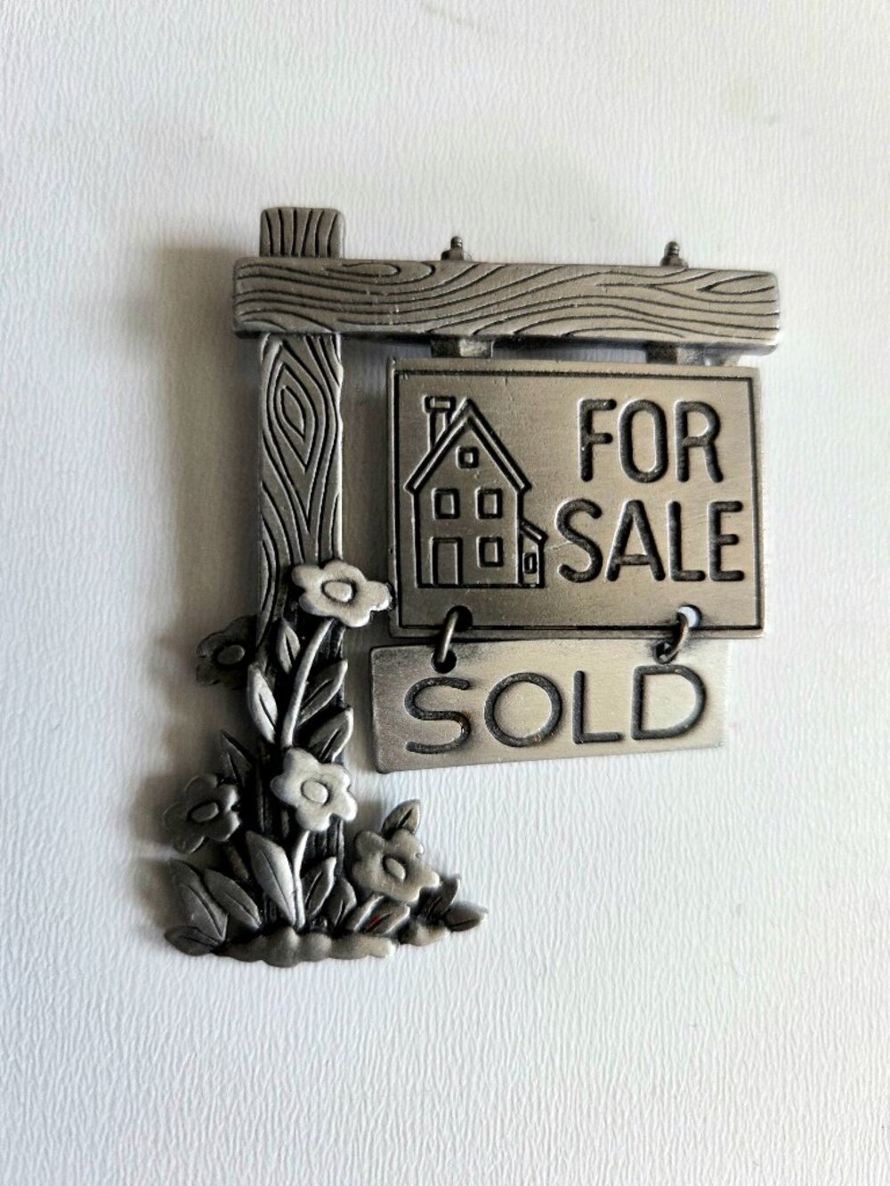 JJ Pewter Dangling Unisex Brooch House For Sale Sold Realtor Gift